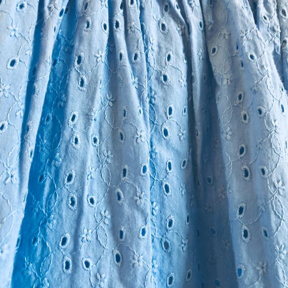 J. By J.Crew Floral Eyelet Shirt Dress Button Front Size 10 Blue 100% Cotton - Picture 7 of 16